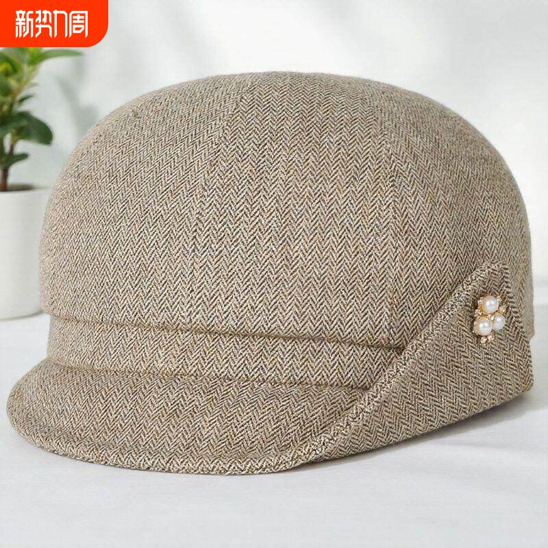 中老年妈妈帽子女士薄款布帽老年人春秋天鸭舌帽老人遮阳单帽红色