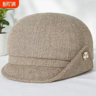 中老年妈妈帽子女士薄款布帽老年人春秋天鸭舌帽老人遮阳单帽红色