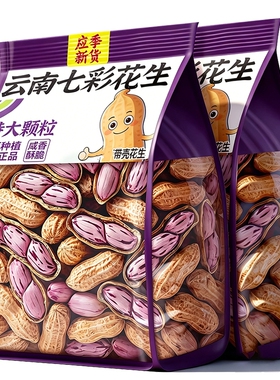 2026年新货云南特产七彩花生米新鲜花生仁种子籽咸干带壳原味晒干