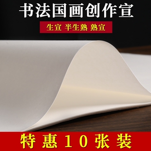 书法国画专用纸初学者毛笔字白色仿古加厚创作宣纸生宣半生熟宣四尺六尺整张对开版画大写意工笔画小楷花鸟纸