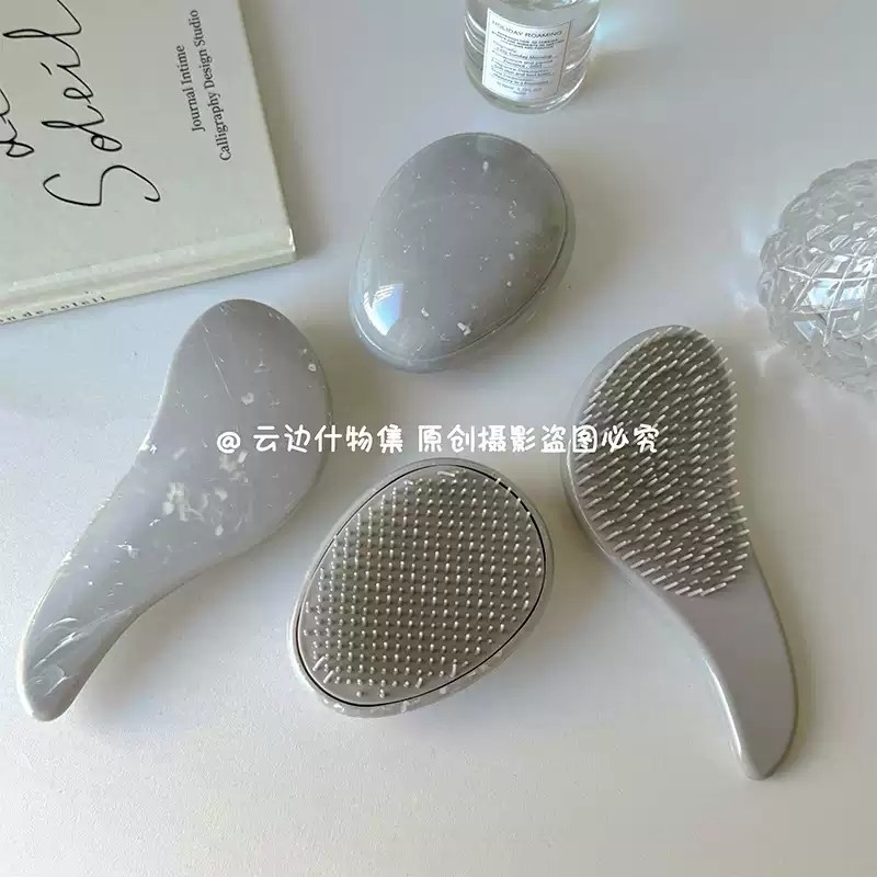 ins风大理石款软齿梳不打结轻便顺发梳塑料按摩梳便携随身气垫梳