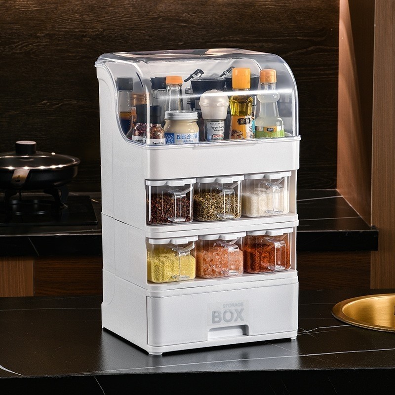 防尘厨房调料置物架多功能调味品收纳用品调料盒架组合套装橱柜