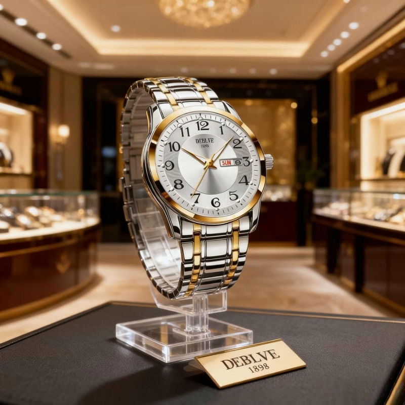 手表男款机械风全自动防水高级感全自动男表数字双日历防水腕表男