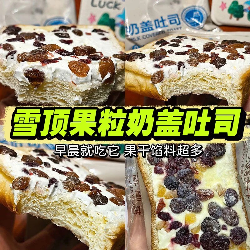 雪顶果粒奶盖吐司陈皮丁葡萄干蔓越莓丁休闲零食面包糕点独立包装