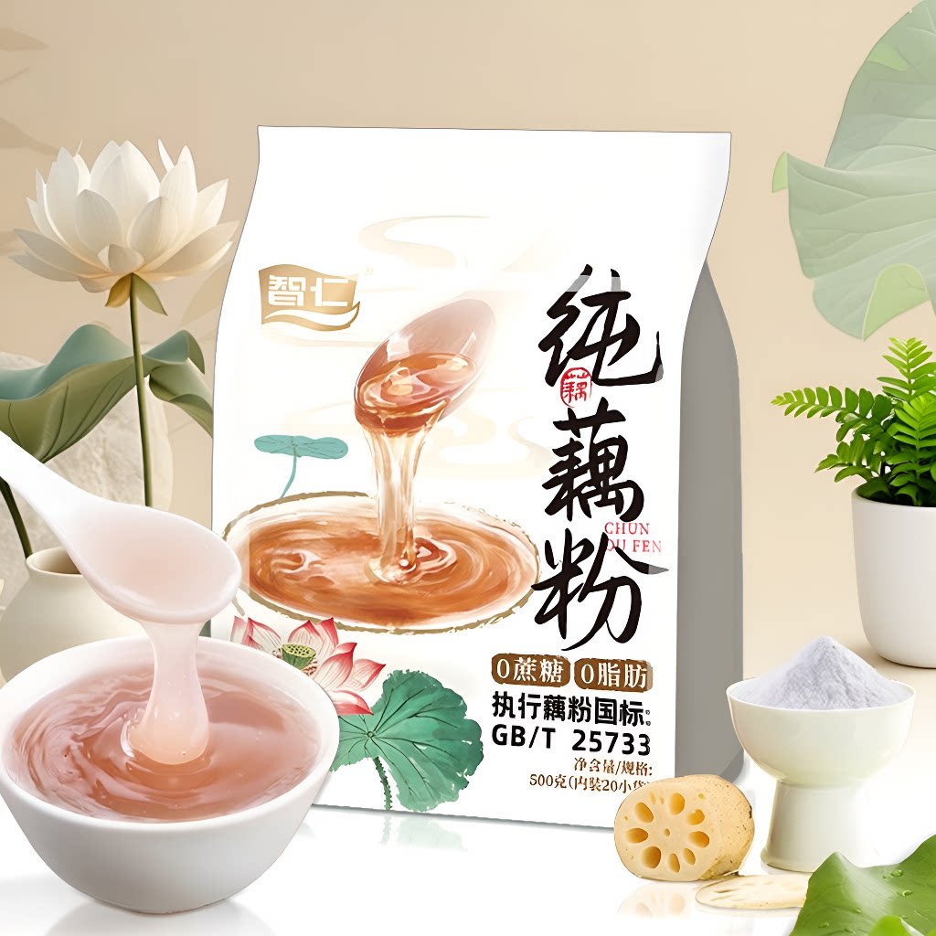 智仁无添加纯藕粉500g独立小包装冲泡营养早餐老人早餐原味健康
