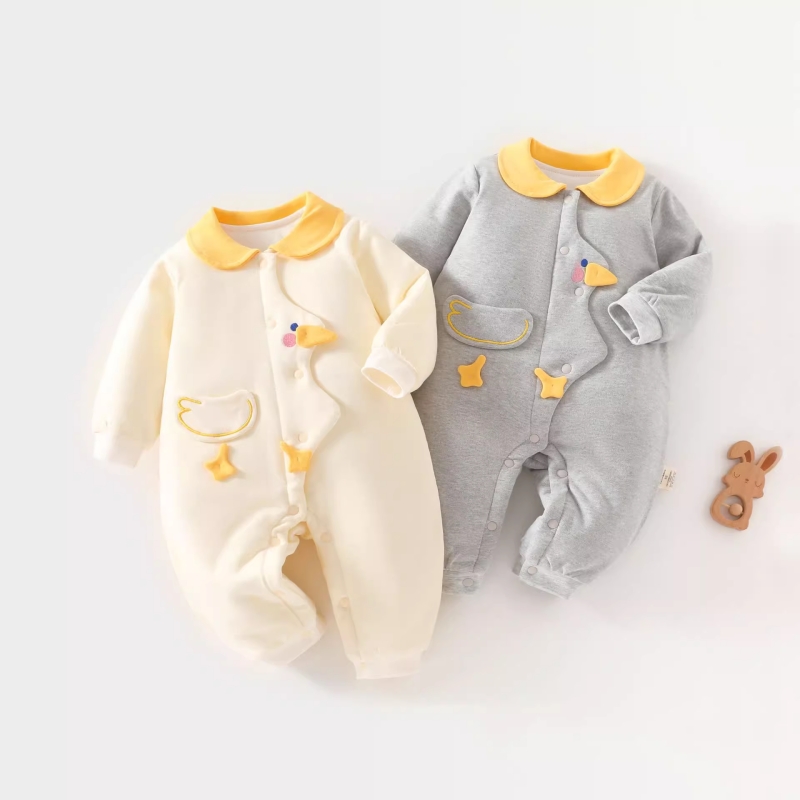 婴儿加棉100克连体衣宝宝夹棉加厚秋冬装哈衣连身衣爬服婴幼儿童