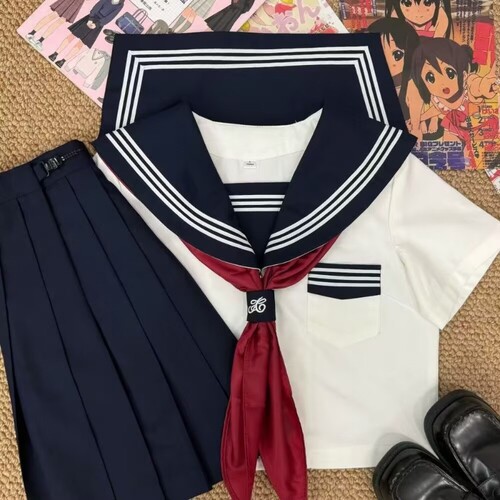 改良绀三本基础款JK制服水手服校服正统正版中间服夏服不良少女