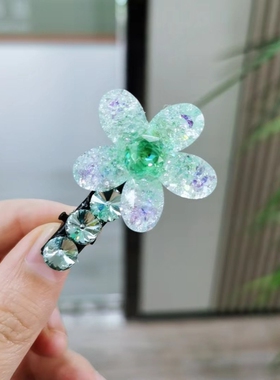 新品水晶鸽子蛋花朵小号发夹迷你鸭嘴夹压夹边夹发卡刘海夹施华