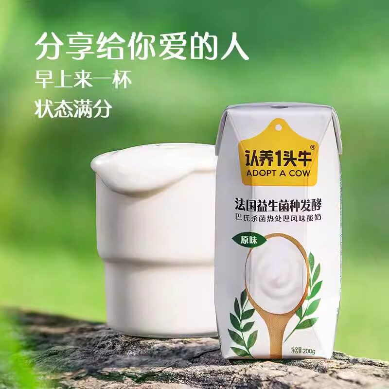 认养一头牛常温风味酸奶200g*20盒整箱儿童学生酸牛奶6月原味法式