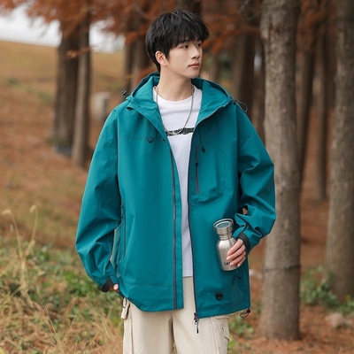 户外三防冲锋衣男款2025新款春秋登山服防风连帽夹克外套内胆防水