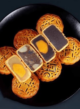 广式月饼豆沙蛋黄味莲蓉味小月饼零食老式糕点五仁散装传统水果