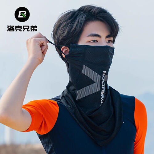 洛克兄弟防晒面罩冰丝头套围脖夏季男面巾摩托车钓鱼骑行头巾速干 - 封面