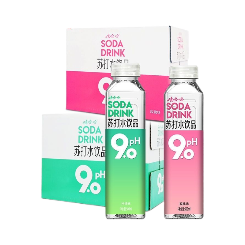 娃哈哈苏打水500ml*15瓶玫瑰味/柠檬味pH9.0饮品