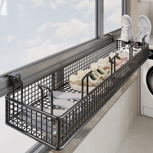 窗户挂篮窗台置物架壁挂式阳台家用鞋袜收纳架悬挂双层晾晒温馨