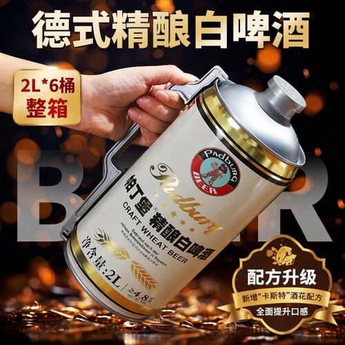 整箱精酿原浆啤酒2L六大桶12°P