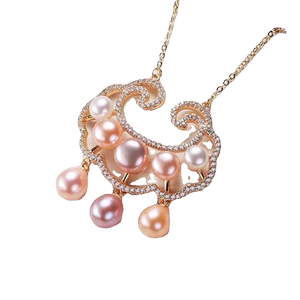 新款纯天然珍珠项链女平安锁吊坠真珍珠长命锁轻奢颈链锁骨项链