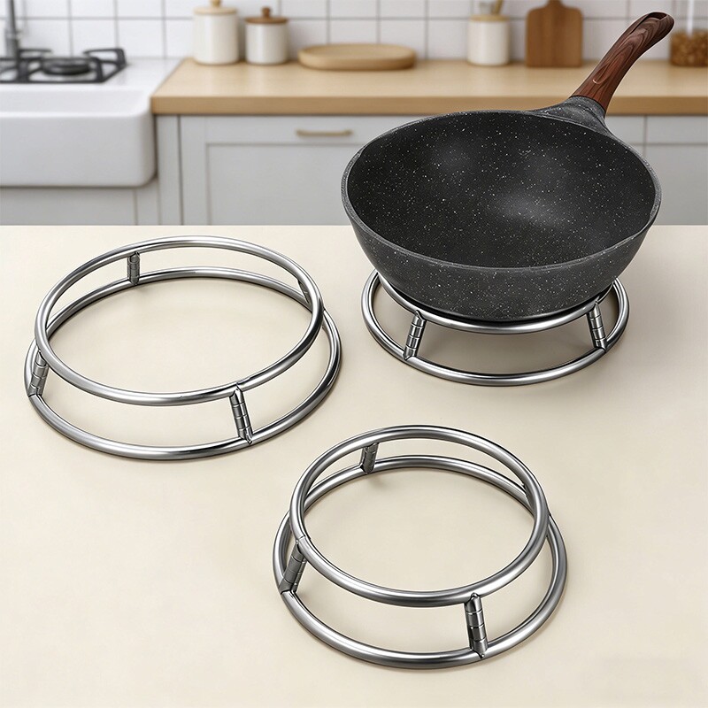 不锈钢锅架厨房家用置物架子放锅盖隔热防烫锅具锅垫支架蒸架收纳