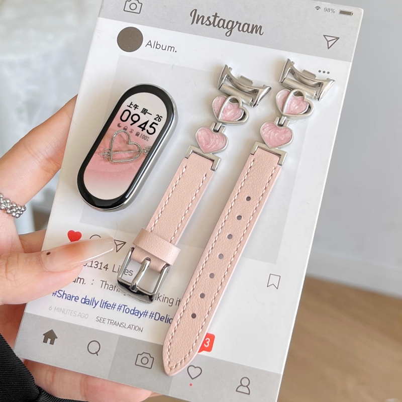 适用小米手环10/9/8/7表带新款高级感6nfc版手表带智能运动手环5/4腕带陶瓷款手带十表链九链高颜值女生真皮