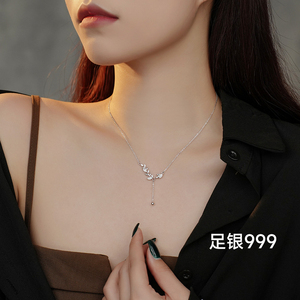 纯银项链足银999锁骨链配饰高级感轻奢小众2024新款送女朋友礼物