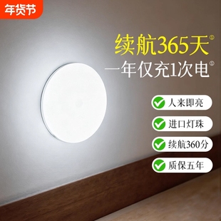 智能感应小夜灯夜间自动感应灯人来即亮小夜灯走廊感应灯充电款
