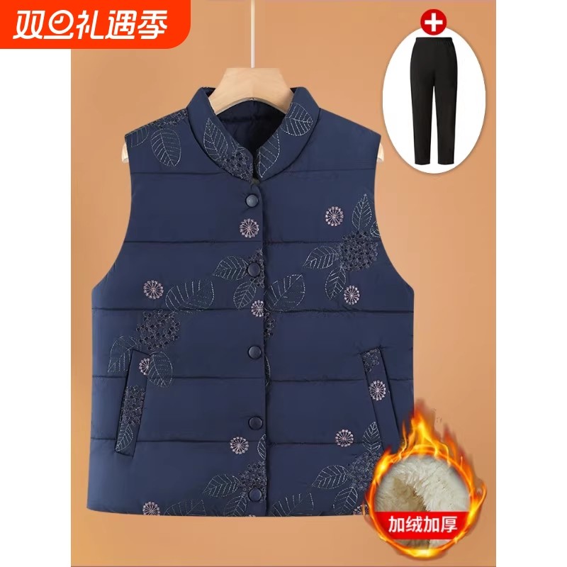 中年奶奶装秋冬棉马甲女老人冬季加绒加厚背心保暖坎肩新款妈妈装