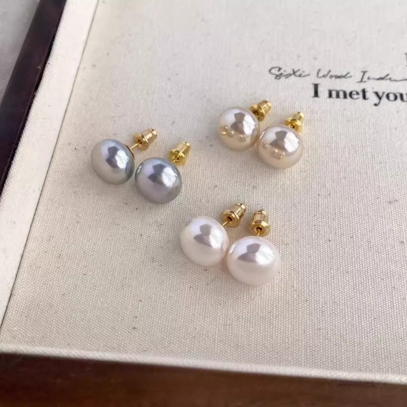 施家馒头珍珠耳钉2025年新款爆款轻奢高级感耳环女气质养耳洞耳饰