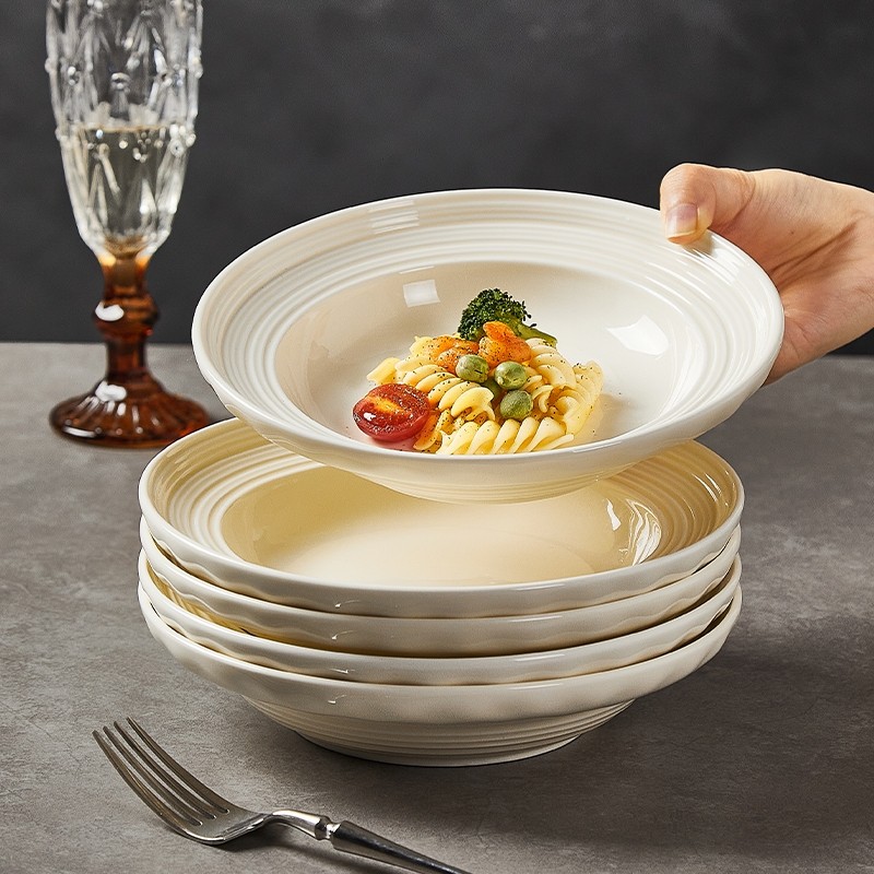 陶瓷盘子家用菜盘西餐汤碗餐具碗盘牛排高级感餐盘草帽盘意面深盘