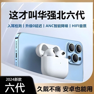 蓝牙耳机无线适用苹果华强北2024新款 六代pro运动降噪 官方6代