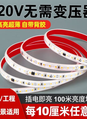 高压220v自粘led灯带软线形贴片免无变压器线型防水灯条低压超亮