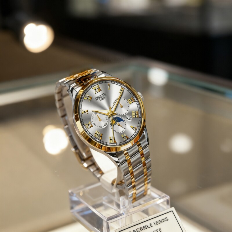 手表男款机械风全自动防水高级感全自动男表数字双日历防水腕表男