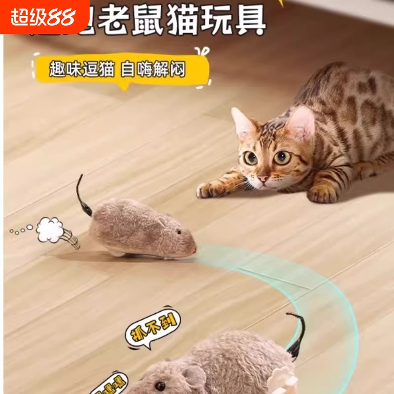 猫玩具自嗨解闷神器电动真小老鼠发声小猫咪幼猫用品afp逗猫棒