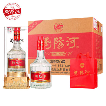 浏阳河白酒整箱佳酿马到成功52度浓香型6瓶送礼品袋精品古法酒业