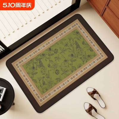 中古风萨利麻家用入户门垫耐脏硅藻泥地垫吸水防滑垫卫生间脚垫