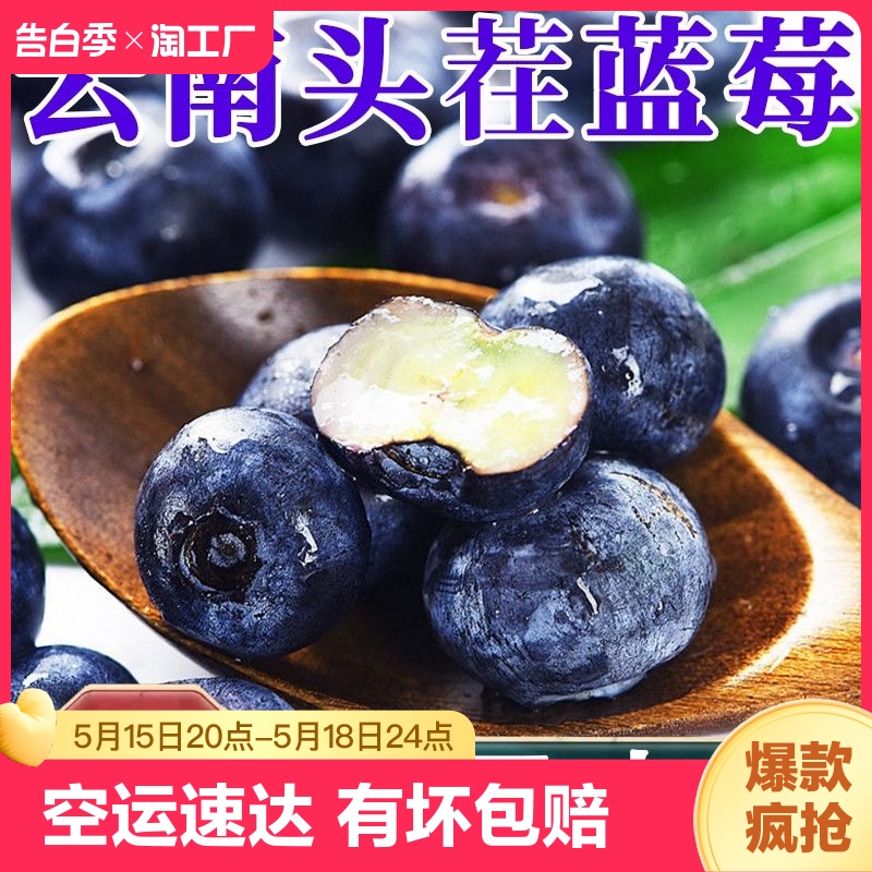 颗颗云南花香蓝莓鲜果单盒125g新鲜当季水果宝宝辅食自提一颗大果 水产肉类/新鲜蔬果/熟食 蓝莓 原图主图