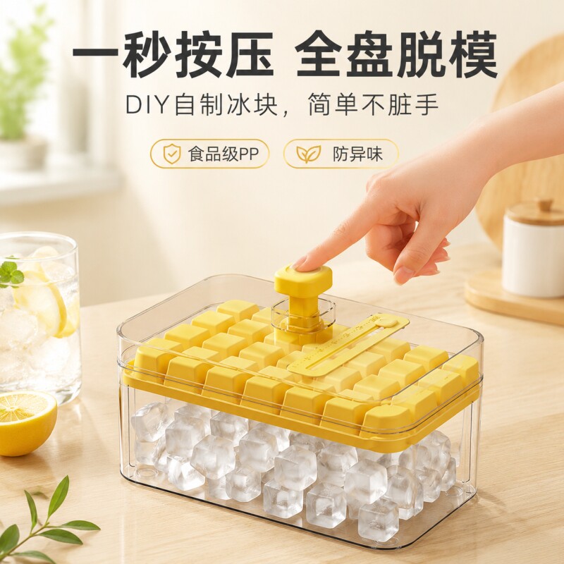 冻冰块模具按压冰格制冰神器带盖食品级自制制冰盒家用冰箱储存盒