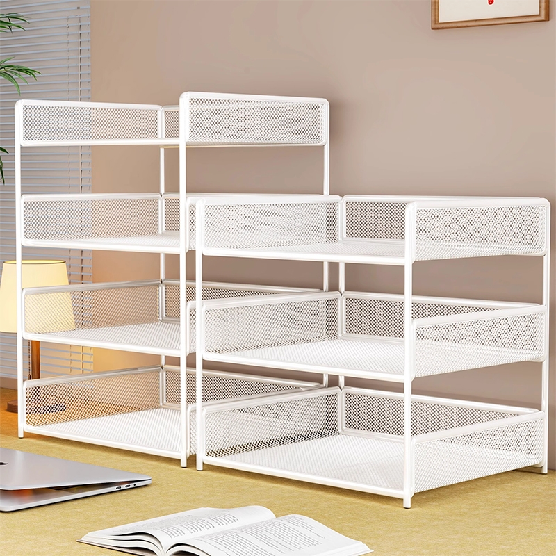 办公桌置物架文件收纳架文件架收纳盒办公用品大全桌面书架多层文件框文件夹A4纸资料档案整理架铁金属书立架