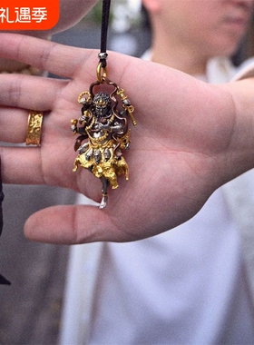 藏传大黑天佛像造像立体手办挂坠项链藏式国潮复古转运招财摆件