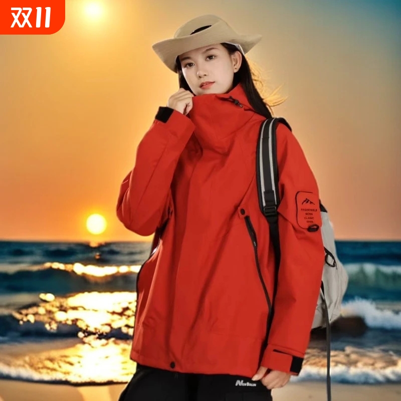 户外冲锋衣外套男女薄款春秋单层