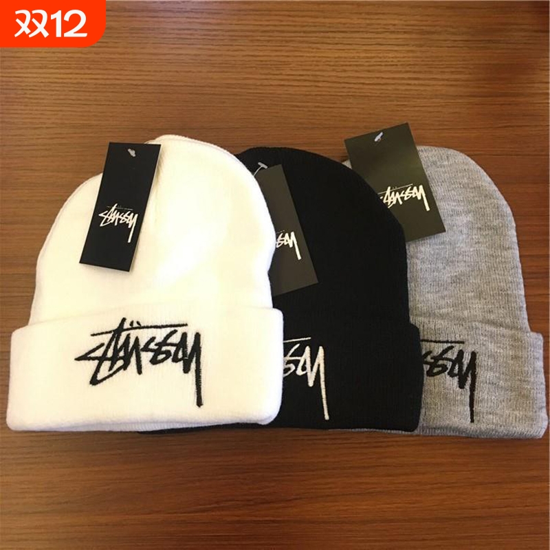 帽子ins秋冬季针织帽潮牌刺绣男女情侣毛线帽保暖冷帽滑雪防风