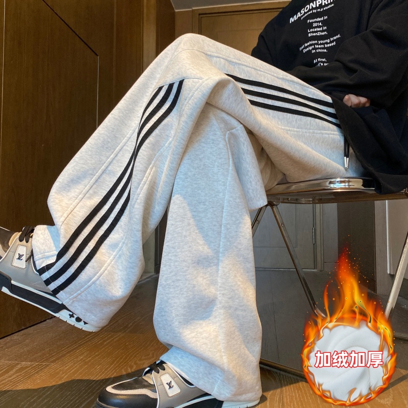2025新款卫裤男生秋冬季休闲裤子男款加绒加厚宽松阔腿直筒运动裤