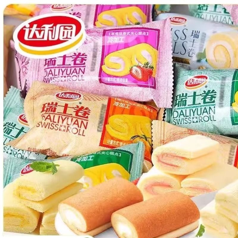达利园瑞士卷200g松软夹心面包虎皮卷橙汁草莓香蕉味早餐营养零食
