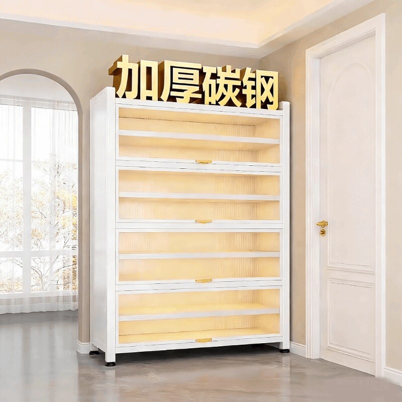 新款家用钢制鞋柜加厚落地多层防尘鞋架入户玄关门口阳台简易鞋柜