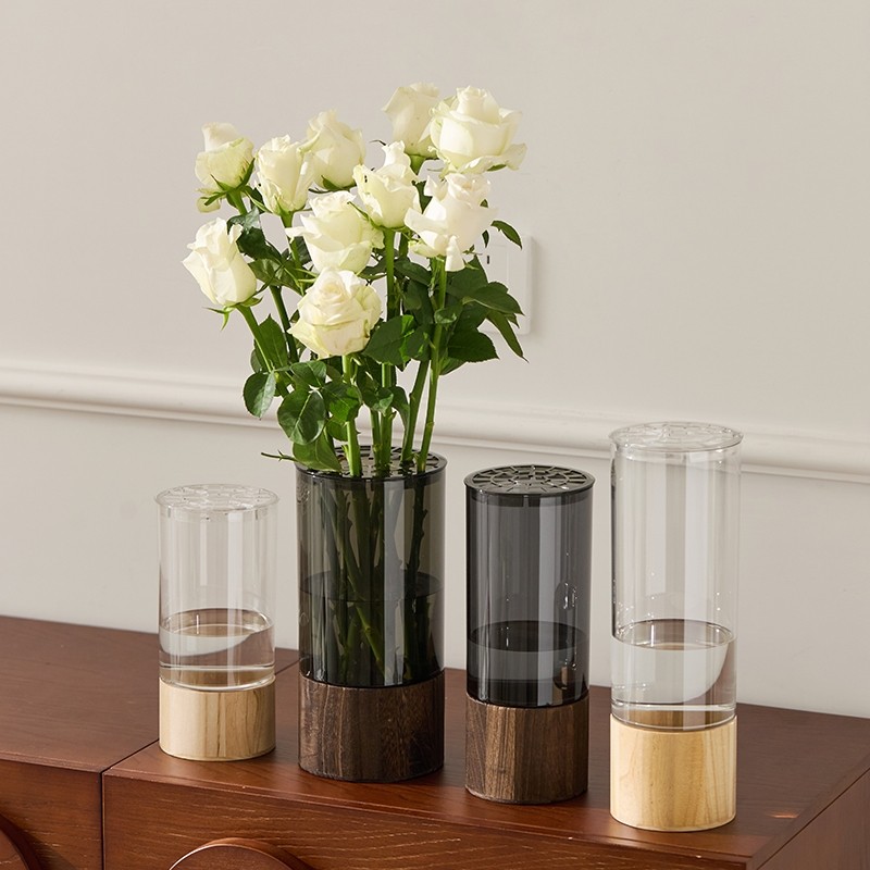 亚克力直筒花瓶客厅插花摆件装饰富贵竹轻奢高级感玻璃防摔水培瓶