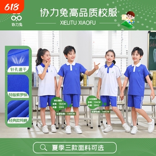 兔深圳校服小学生夏季网眼速干短袖纯棉T恤短裤夏装长裤冰丝协力