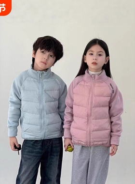校服神器2025新款儿童轻薄羽绒棉服宝宝冬装摇粒绒外套HDD367黑色