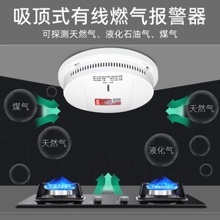 工程款 燃气探测器 12V有线燃气报警器联网家用厨房煤气泄漏吸顶式