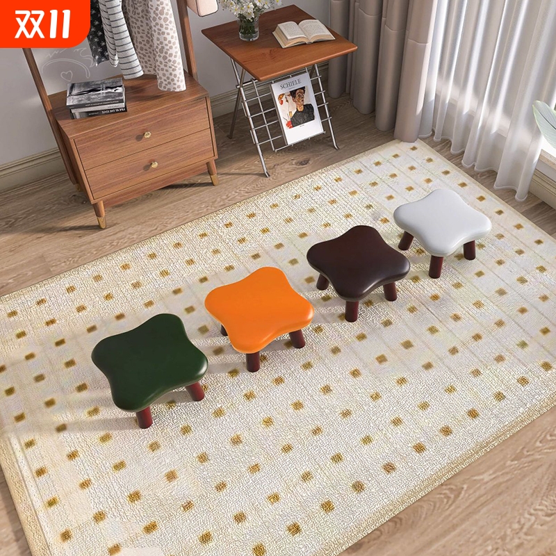 实木小凳子家用矮凳客厅复古小板凳儿童创意软包沙发凳门口换鞋凳