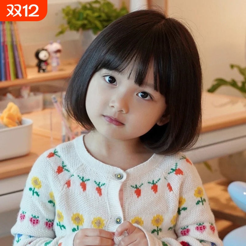 儿童假发套女童刘海bobo全头套式宝宝造型拍照短发波波头头发直发