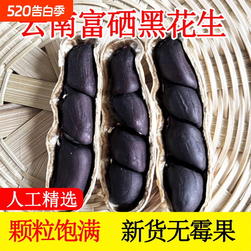 云南黑花生黑皮花生富硒带壳原味甜特产2025健康年货袋装新货晒干