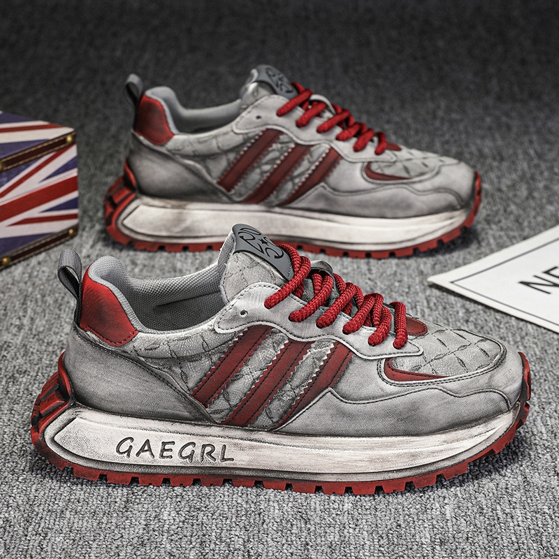 2025爆款男鞋秋冬皮面阿甘鞋运动休闲鞋青少年潮牌老爹做旧风工艺